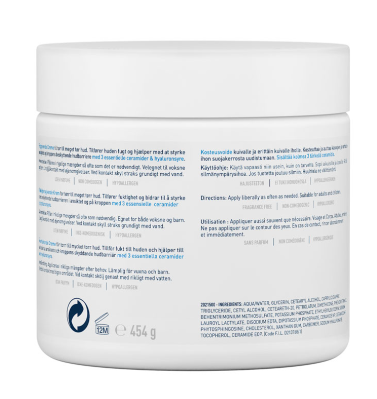 Cerave Moisturising Cream Baume Hydratant For Dry to Very Dry Skin 454gm