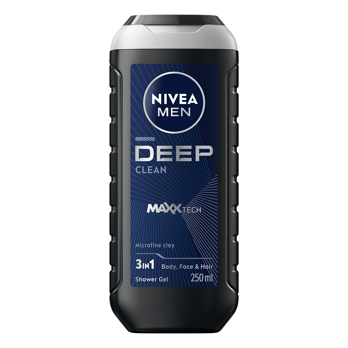 Nivea Men 3in1 Body, Face, and Hair Show Gel, DEEP MAXX Tech, 250ml