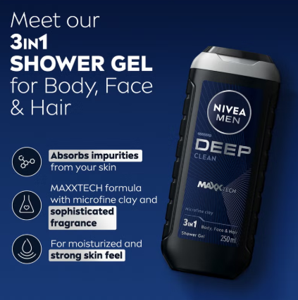 Deep Clean Maxx Tech Shower Gel 3 in 1 250ml