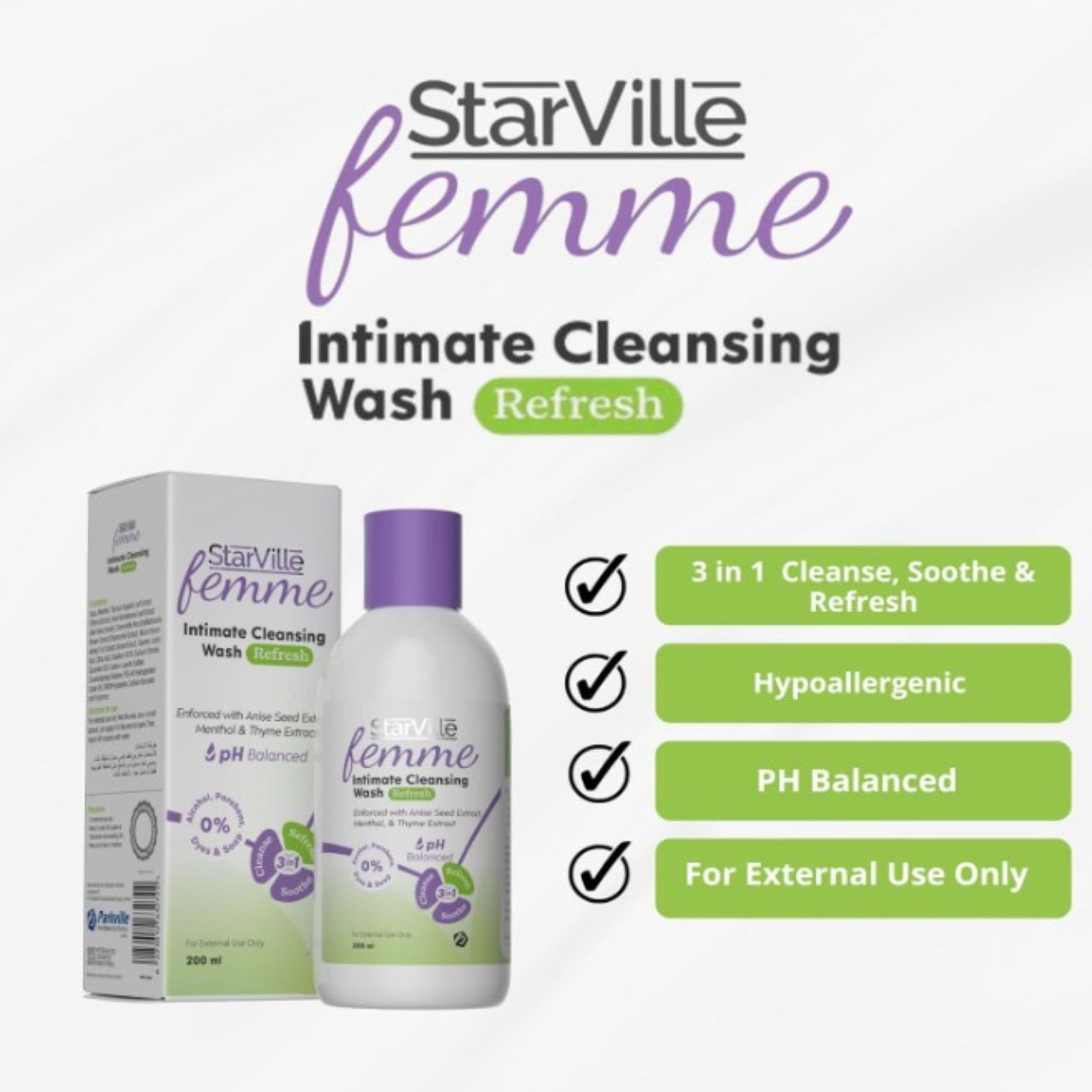 Starville  Femme Intimate Cleansing Wash Refresh 200ml