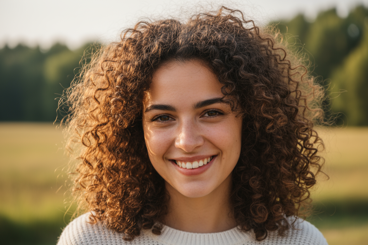 A girl with curly hair