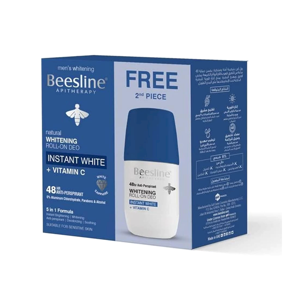Beesline Natural Whitening Roll-ON Deo Instant White + Vitamin C 5in1 Formula 50 ml  1+1 Free