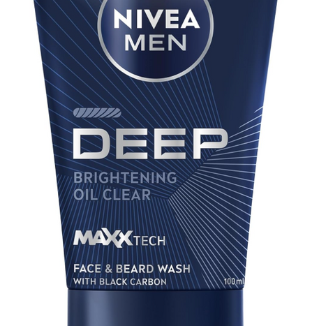NIVEA Men Face & Beard Wash Cleanser, DEEP Active Charcoal 100ml