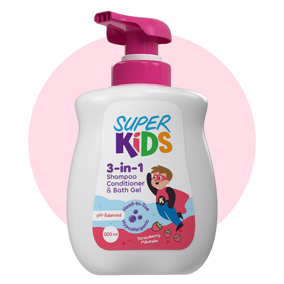 Super Kids 3in1 Shampoo,Conditioner And Bath Gel 500ml